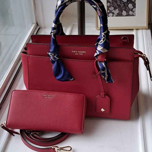 kate spade Handbags - Kate Spade Cameron Satchel + Wallet Red